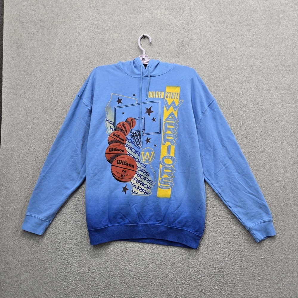 Golden State Warriors Women Hoodie XL Blue NBA Graphic Fleece Basketball Hoop